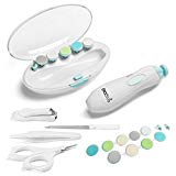 Babiyo Baby Nail Trimmer: Safe Electric Nail File and Grooming Kit - Custom Auto Stop Safety Feature - Injury Impossible - Infant, Newborn, Toddler Set - Clipper, Scissors, for Fingernails and Toes
